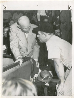 1956 Mickey Mantle with President Eisenhower Original Wire Photo 